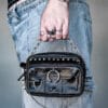 Pierced Spiked Leather Jean Bag