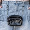Pierced Spiked Leather Jean Bag