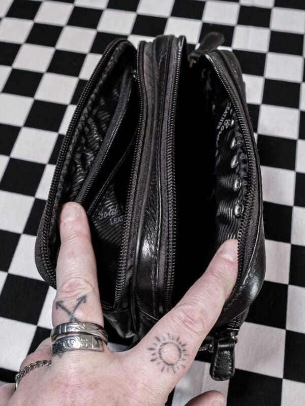 Pierced Spiked Leather Jean Bag