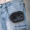 Pierced Spiked Leather Jean Bag