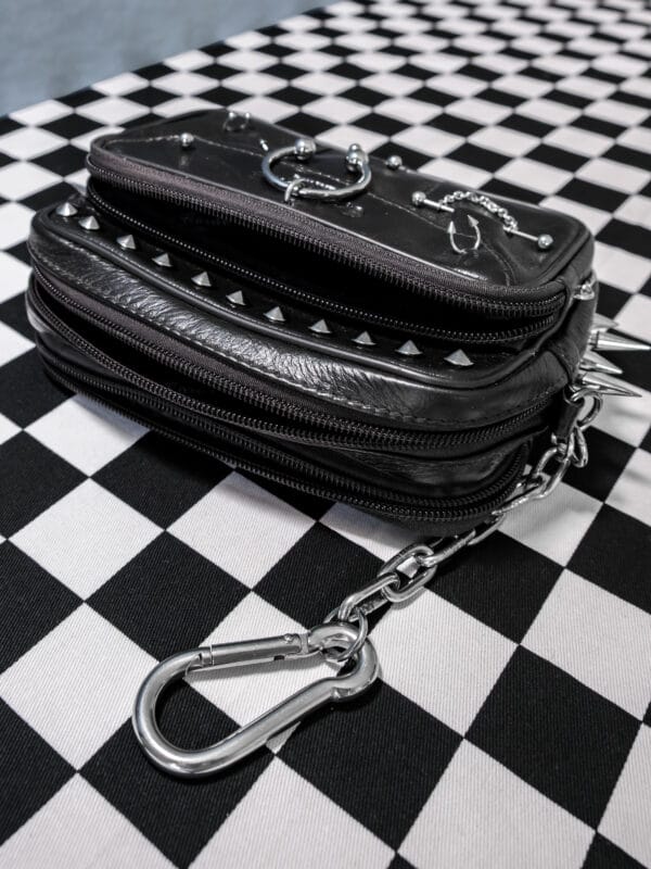 Pierced Spiked Leather Jean Bag