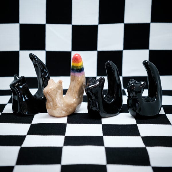 Fluid Pottery Ceramic Rainbow Cat Ring Holder
