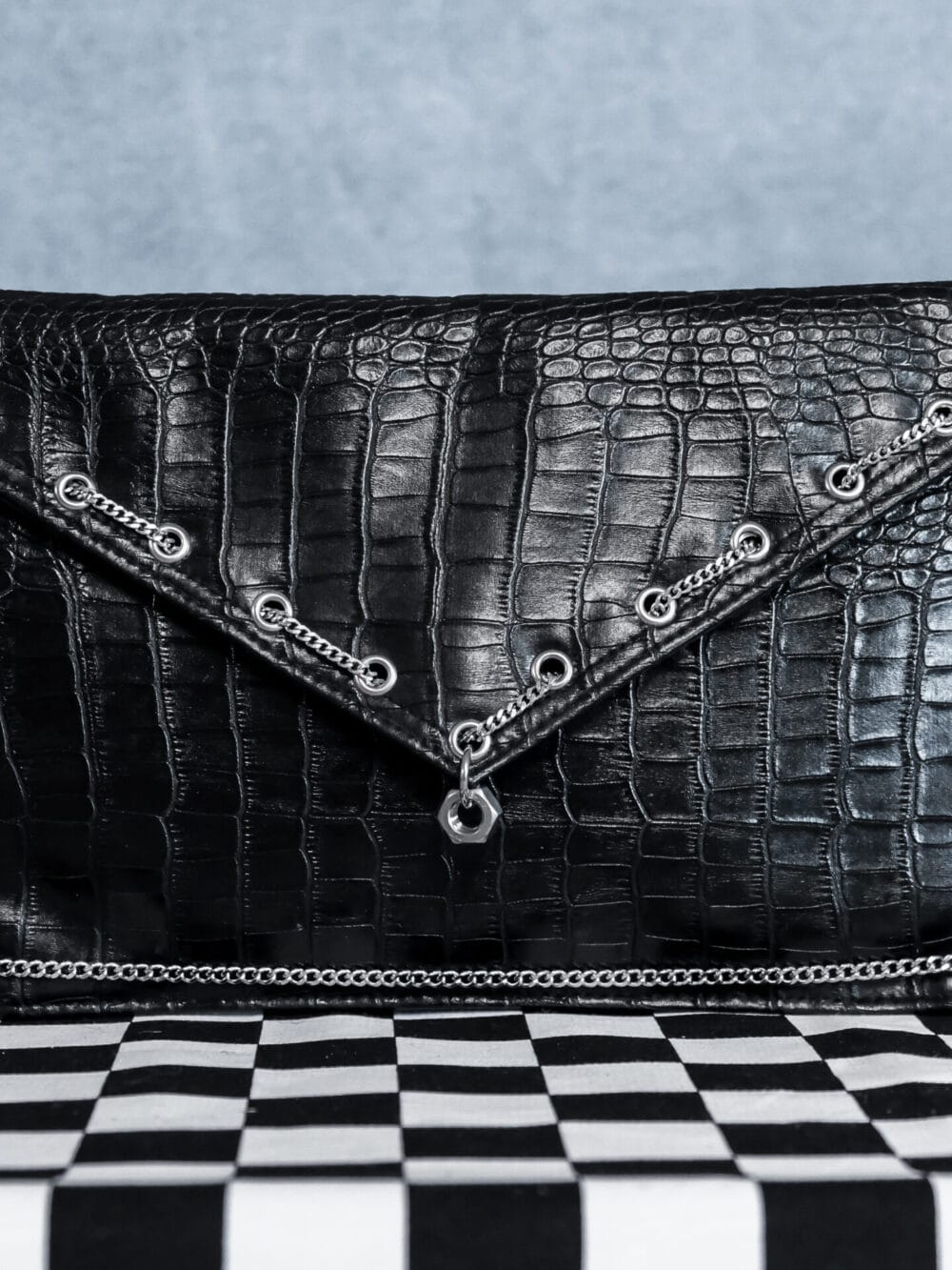 Faux Croc Clutch Bag