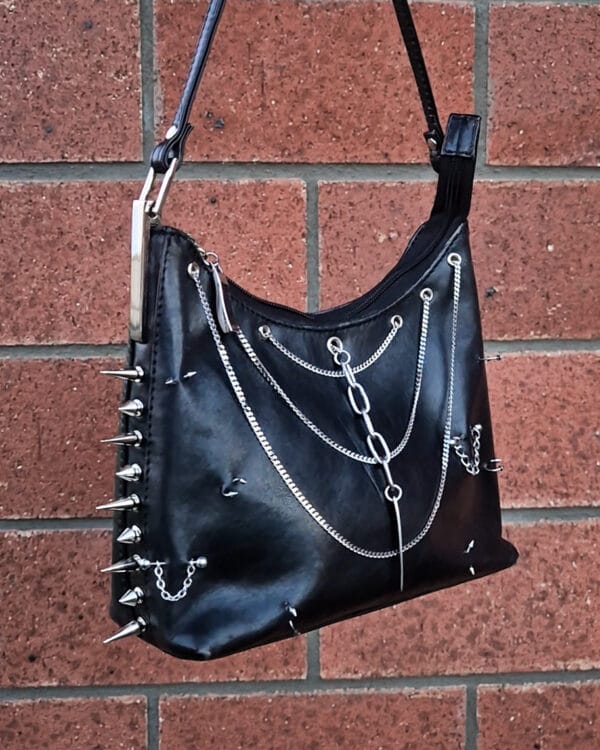 website-rp-44 Alternative fashion handbag vintage real cowhide leather spikes chains studs piercing jewellery