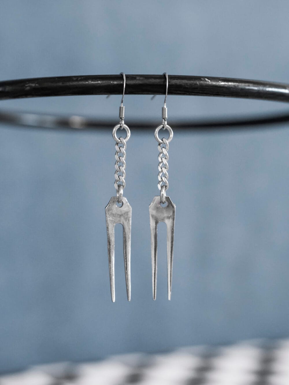 Mini Fork Chain Earrings